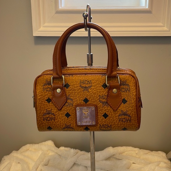 MCM Vintage Mini Boston Handbag With Gold-tone Hardware - Picture 3 of 14